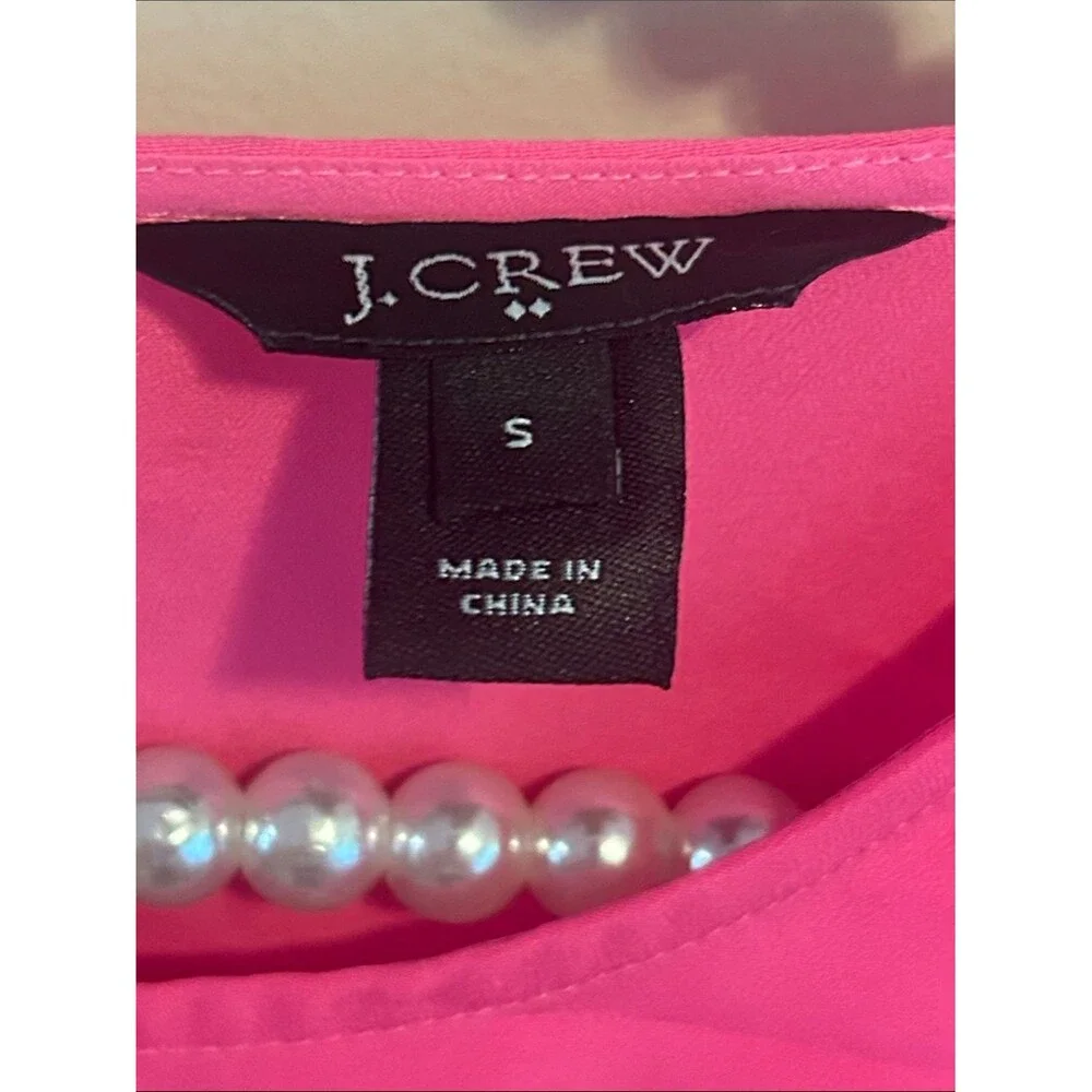 J.Crew Bright Hot Pink Talitha Long Sleeve Keyhole Blouse Top Size S